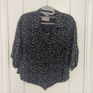 Floral Short Sleeve Button-up Top